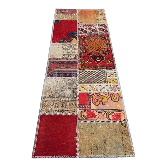 Mid 20th Century Oushak Wool Bohemian Runner Rug For Sale