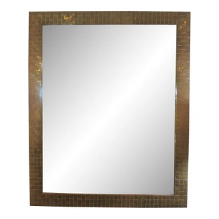 1970s Italian Woven Brass Beveled Mirror For Sale