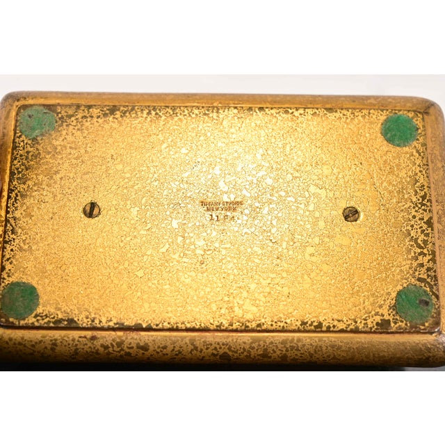Tiffany Studios New York American Indian Pattern Bronze Doré Stamp Box For Sale - Image 9 of 12