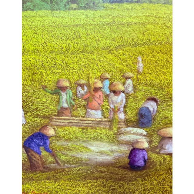 Si Nguyen, Grain Harvest, 1960s, Oil on Canvas For Sale - Image 3 of 7