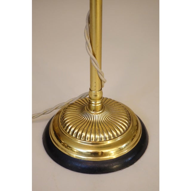 Vintage Faries Industrial Machine Age Brass 'C' Table Emeralite Shade Lamp 1910's Oc White Era Original Pristine Condition For Sale - Image 12 of 13