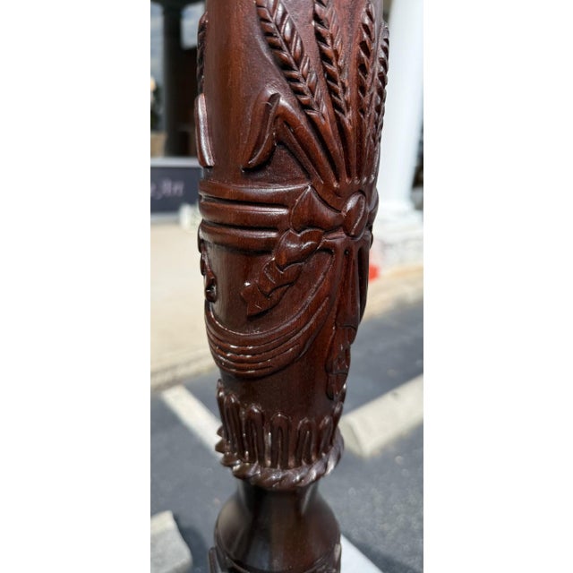 Lexington Queen Size Mahogany Rice Carved Poster Bed Frame For Sale - Image 12 of 18