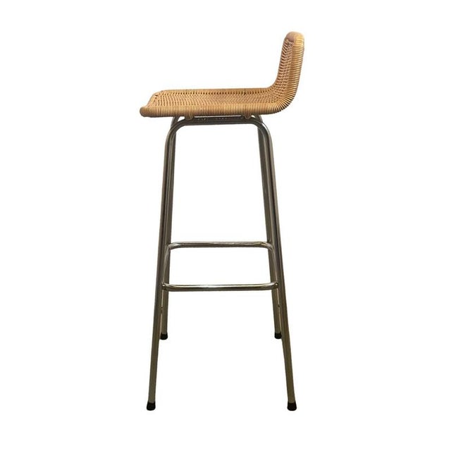 Bar Stool with Wicker Seat by Dirk van Sliedrecht for Rohe Noordwolde For Sale - Image 6 of 10