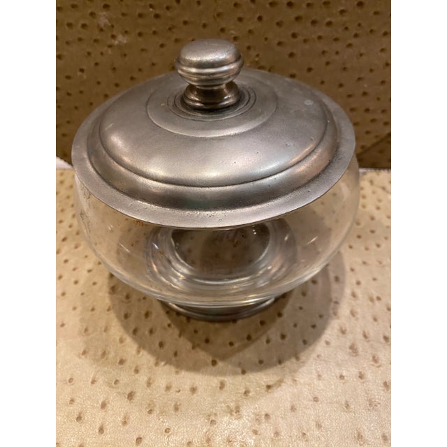 Italian 1990s Arte Italica Glass and Pewter Jar With Pewter Cover For Sale - Image 3 of 8