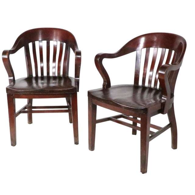 Pr. Vintage Bank of England Jury Chairs by the Marble & Shattuck Furniture Company For Sale - Image 11 of 18