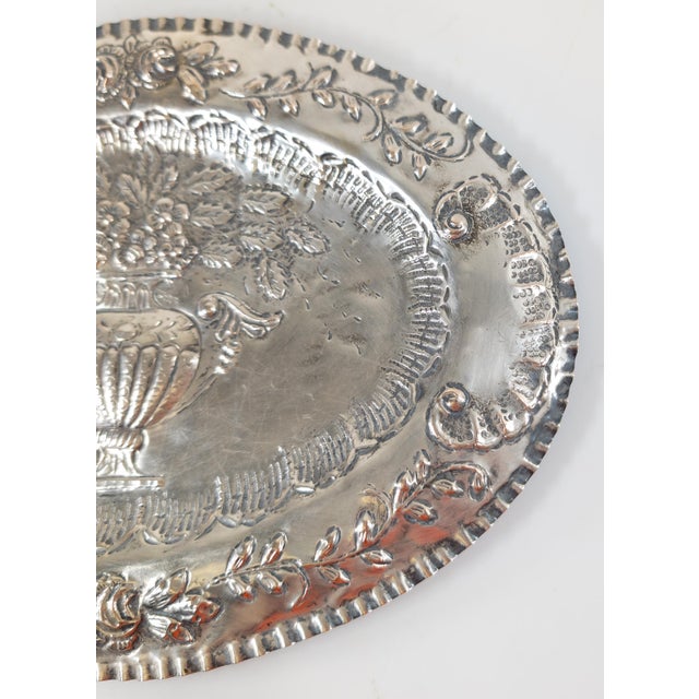 Late 19th Century 19th Century Spanish Silver Repousse Tray With Floral Design, Madrid Hallmarks For Sale - Image 5 of 12