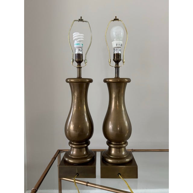 Bronze Visual Comfort Transitional Bronze Table Lamps - A Pair For Sale - Image 8 of 13