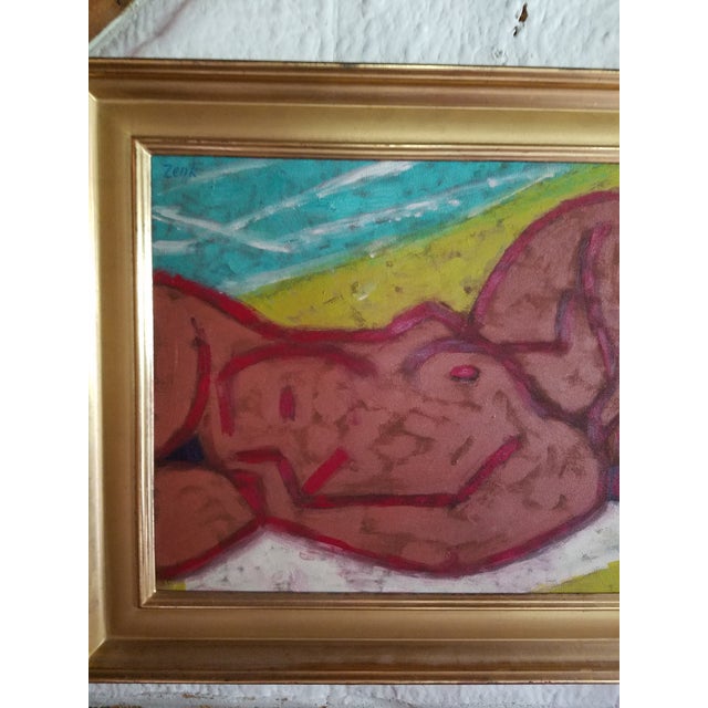 Josef Zenk New Hope Modernist Nude on the Beach Oil Painting For Sale - Image 4 of 6