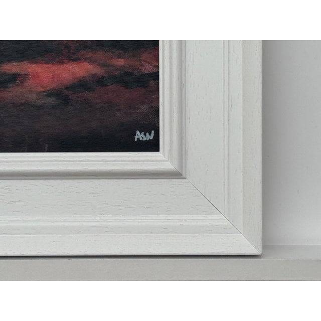 Crimson Evening Glow - Miniature Abstract Landscape Art by Contemporary Artist 2025 For Sale - Image 11 of 13