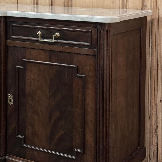 French Louis XVI Mahogany Buffet With Carrara Marble For Sale - Image 9 of 18