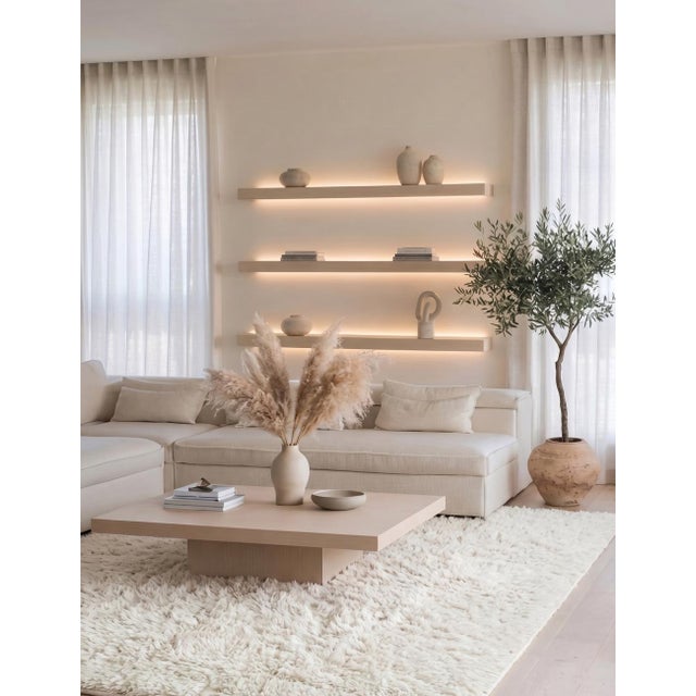 Mid-Century Modern White Moroccan Solid Wool Rug - 8.3 X 6.6 Ft For Sale - Image 3 of 6