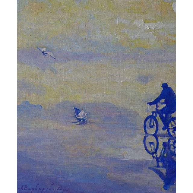 2020s Oil Painting on the Road by Bike Anatoly Varvarov For Sale - Image 5 of 7