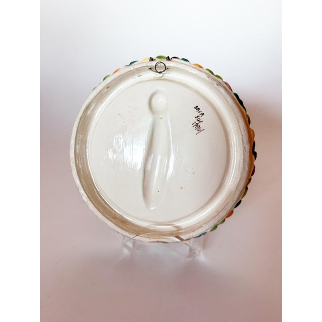 1960s Italian Ceramic Della Robbia Style Wall Plaque For Sale - Image 4 of 5