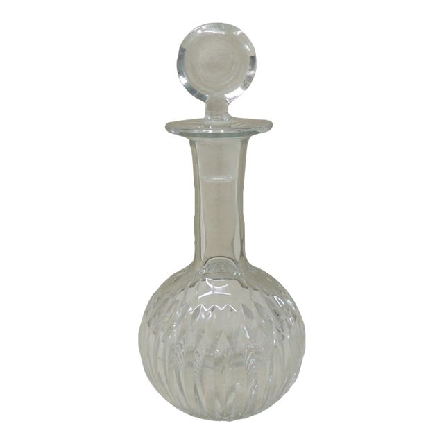 Vintage Small Round Cut Crystal German Decanter For Sale