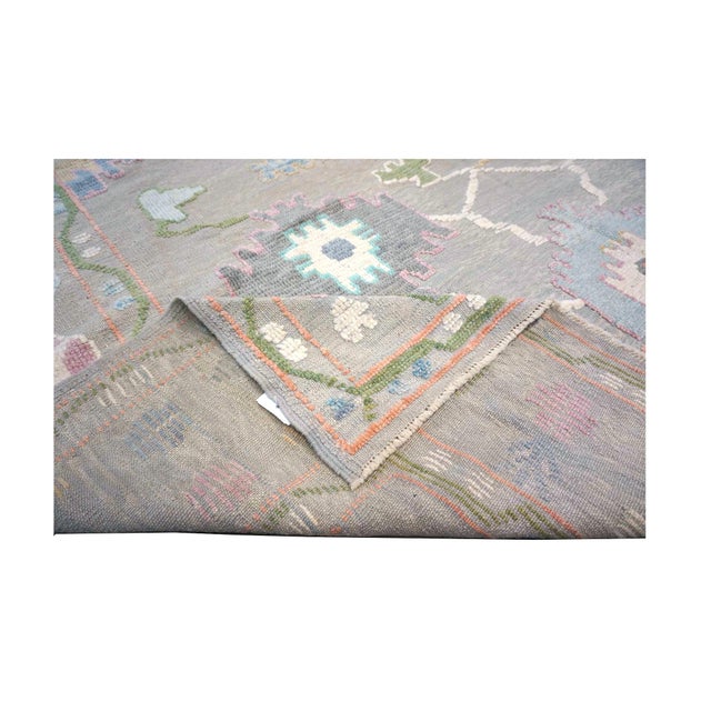 21st Century Turkish Oushak 9X12 Gray, Ivory, Orange & Green Handmade Area Rug #1144212 For Sale - Image 12 of 13