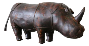 1960s Dimitri Omersa 36" Leather Rhinoceros Ottoman Abercrombie Fitch