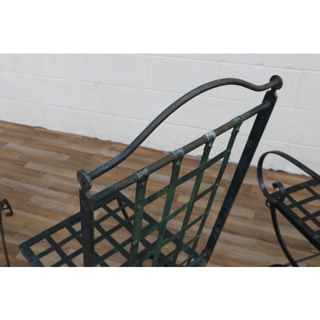 Vintage Set of 4 Hervé Baume French Wrought Iron Folding Patio Chairs, 1970s For Sale - Image 13 of 18