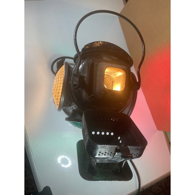Ebony Antique Industrial Adlake Switch Lamp Train Railroad Caboose Lantern (Chicago) Americana - Electrified For Sale - Image 8 of 10