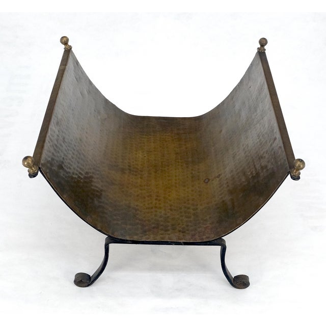 Hammered Copper & Wrought Iron Base Ball Finials Arts & Crafts Magazine Rack For Sale - Image 6 of 13