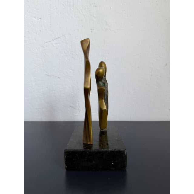 Bronze Modern Abstract Geometric Bronze Sculpture on Black Granite Base, Brazil 1980s For Sale - Image 8 of 12