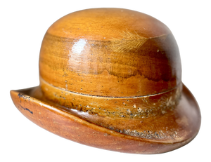 Antique Wooden Bowler Hat Block Mold, Early 20th Century