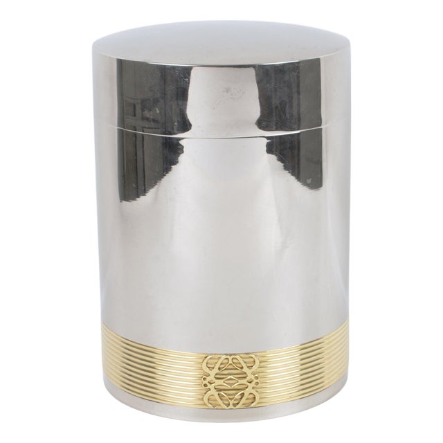 1980s Loewe Spain Silvered and Gilded Barware Ice Bucket For Sale