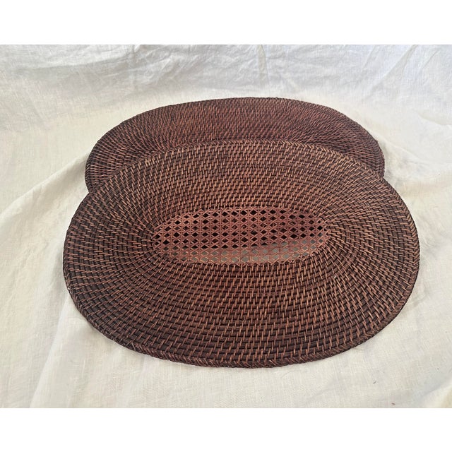 Farmhouse Set of 6 Rattan Placemats For Sale - Image 3 of 7