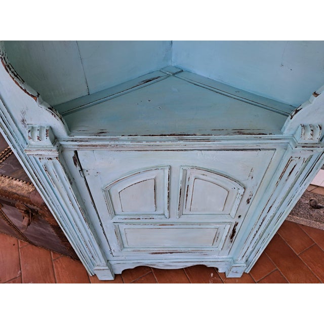 Blue Rustic Lacquer Corner Cabinet with Shelves For Sale - Image 8 of 10