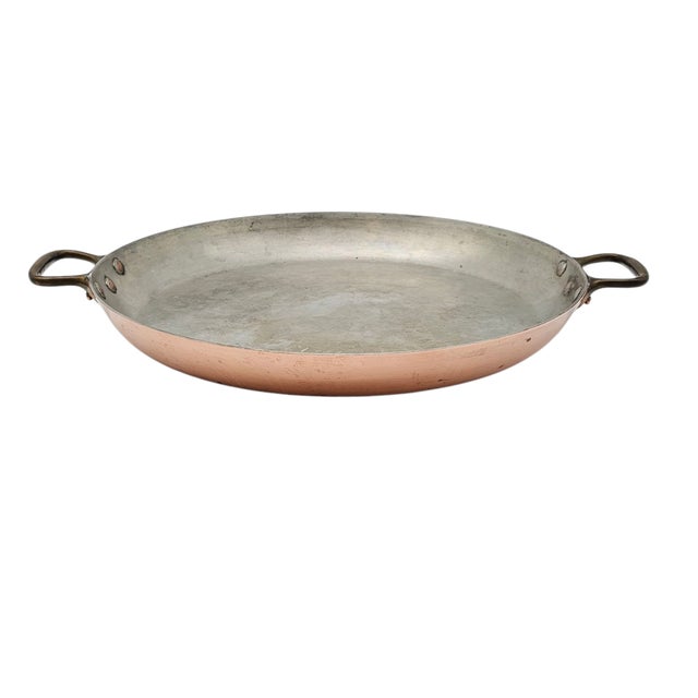 Farmhouse French Copper & Tin Paella Pan by Mauviel for Williams-Sonoma – 16" Rustic Grandeur For Sale - Image 3 of 7