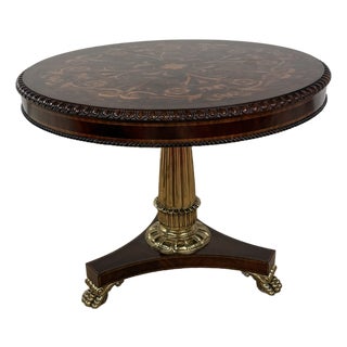 1980s Tall Marquetry Top Center Table From Maitland Smith For Sale