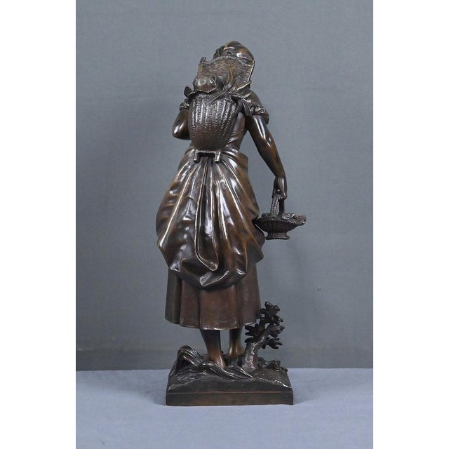 Late 19th Century Bronze Young Girl with a Basket from E. Bouret For Sale - Image 16 of 18
