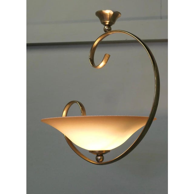 1970s Modernist Asymmetrical Brass and Glass Ceiling Light, 1970 For Sale - Image 5 of 8