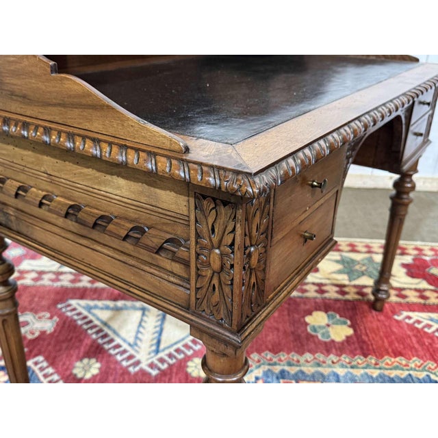 Antique Louis XVI Style Desk in Walnut with Leather Top, 1800s For Sale - Image 13 of 18
