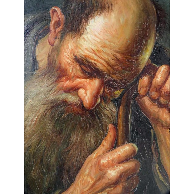 Modern Alfonso Grassi, An Old Man on a Stick, 1960s, Oil Painting on Canvas For Sale - Image 3 of 14
