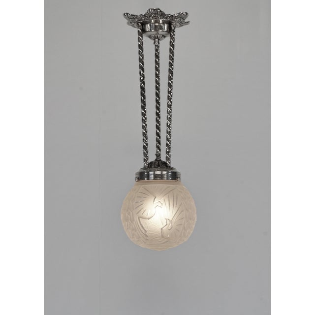 Art Deco Petitot & Muller Freres French Art Deco Pendant Light 1930s - 2 Available For Sale - Image 3 of 13