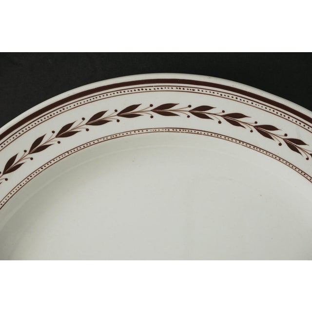 18th Century Georgian Wedgwood Creamware Charger Queen’s Ware Platter Painted Brown Leaf Pattern Impressed Wedgwood Mark...