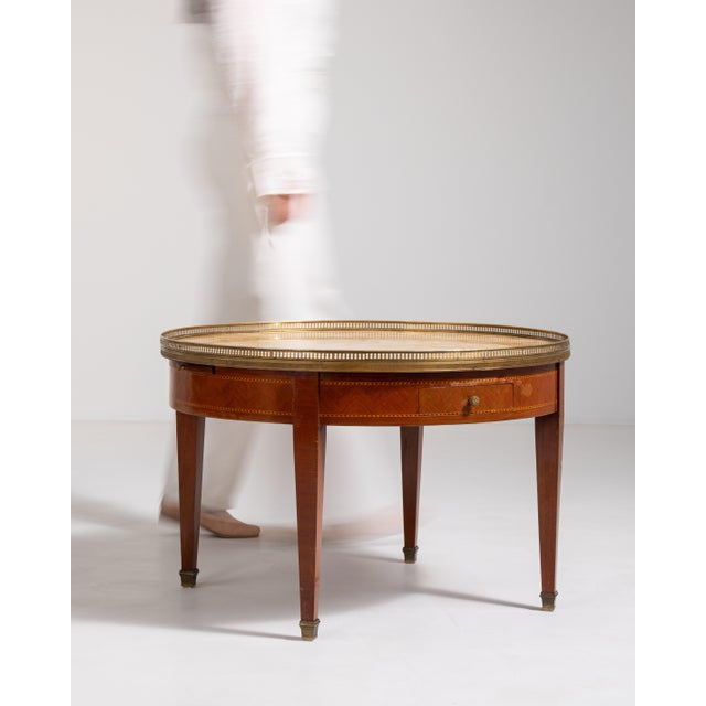 Louis XVI Bouillotte Coffee Table with Marble Top and Brass Accents, Neoclassical Style, France, Early 20th Century For Sale - Image 13 of 17