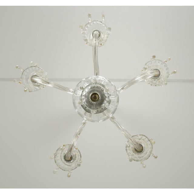 Metal Mid 20th Century Restored Traditional Five Light Clear Crystal Chandelier For Sale - Image 7 of 9