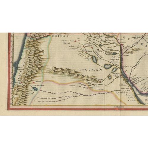 Paper Blaeu Paraguay Map, Rio De La Plata, Antique Engraving, South America 1642 For Sale - Image 7 of 11