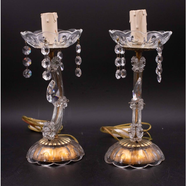 Set of 2 Vintage Maria Theresa Style Crystal Glass Table Lamp For Sale - Image 9 of 10