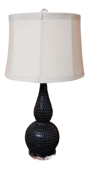 Black Mid-Century Modern Textured Double Gourd Lamp