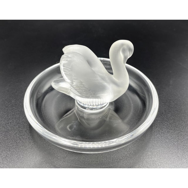 Glass Vintage Swan Ring Holder from Lalique, 1980s For Sale - Image 7 of 11