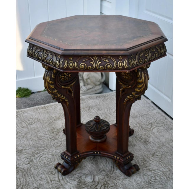 Renaissance Antique Carved & Inlaid Walnut Italian Renaissance Style Center Table For Sale - Image 3 of 12