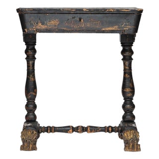 Late 19th Century Chinoiserie (Black Lacquered) Side Table For Sale