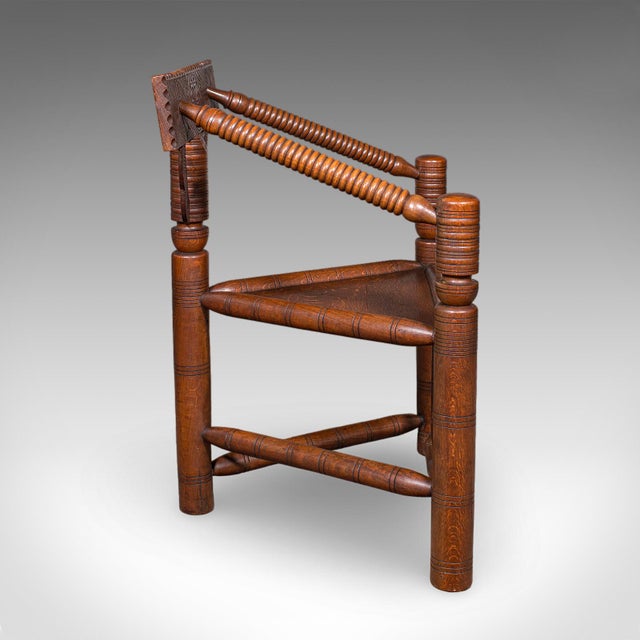 Victorian Antique Turner's Chair, English, Oak, Old Saxon, Elbow Seat, Victorian, c.1900 For Sale - Image 3 of 10