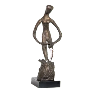 Kneeling Woman Ceramic Sculpture with Bronze Overlay, Ruth Gutman