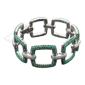 13.38 Ct Natural Emerald & Diamond Bracelet