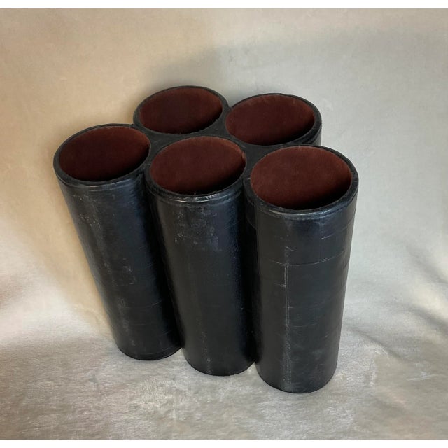 Late 20th Century Leather 5-Slot Bottle Pyramid Countertop Wine Rack For Sale In Greenville, SC - Image 6 of 13