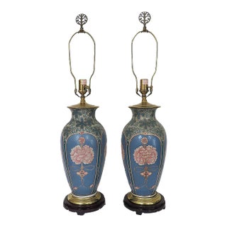 Pair of Vintage Chinoiserie Table Lamps Asian Mid Century Modern For Sale