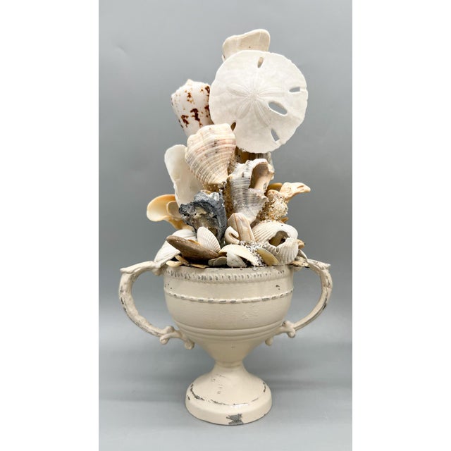 Contemporary Pair of Coastal Shell Topiary Urn Topiary Sculptures by Artist – Coastal / Organic Modern For Sale - Image 3 of 17